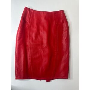 Erez Vintage red Leather Pencil Skirt